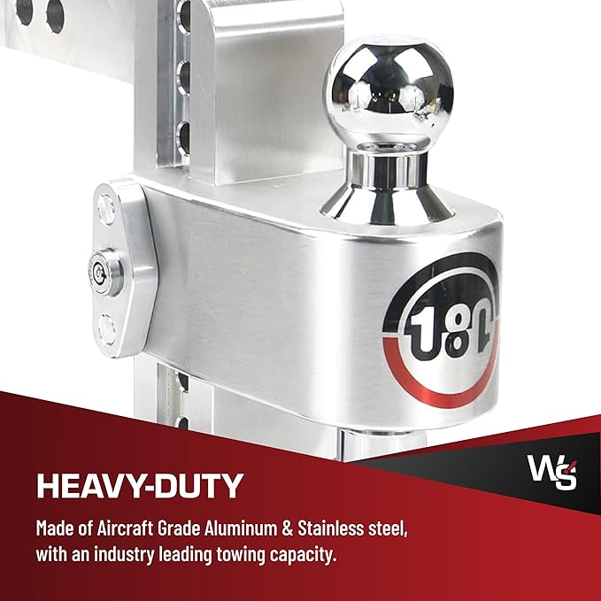 Weigh Safe Adjustable Trailer Hitch Ball Mount, 6" Adjustable Drop Hitch for 2" Receiver w/ 4 pc Keyed Alike Lock Set, Heavy Duty Aluminum Trailer Tow Hitch w/Chrome Plated Tow Balls, 12,500 lbs GTW