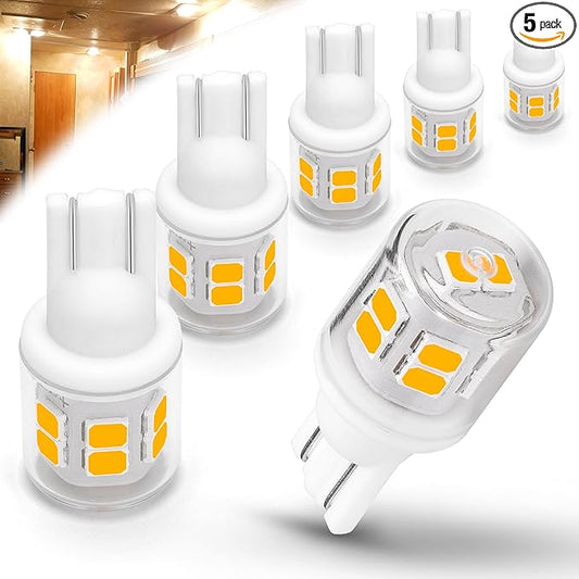 RV Trailer Landscape T10 921 194 922 912 168 12V Car Backup Reverse LED Lights Bulbs Width Lamp, Warm White 2700k, LED Replacement Camper Boat Trunk Map License Interior Ceiling Dome Light Bulbs,5Pack
