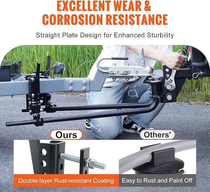 VEVOR Sway Control Weight Distribution Hitch, 1,500 lbs Capacity, Trailer Hitch Kit with 2-Inch Solid Steel Shank, 2-5/16 Inch Alloy Steel Ball, Powder-Coated Load Leveling, Black