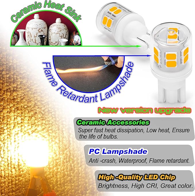 RV Trailer Landscape T10 921 194 922 912 168 12V Car Backup Reverse LED Lights Bulbs Width Lamp, Warm White 2700k, LED Replacement Camper Boat Trunk Map License Interior Ceiling Dome Light Bulbs,5Pack