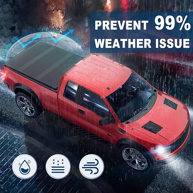 MOSTPLUS Tri Fold Fiberglass Truck Bed Tonneau Cover Compatible with 2009-2014 Ford F150 F-150 (Excl. Raptor Series) Styleside 5.5 FT-66 inch Bed