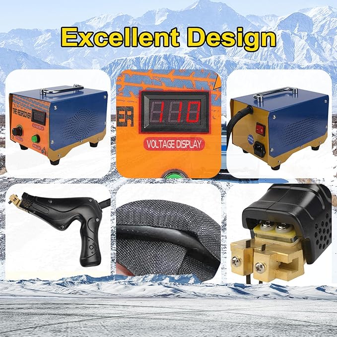 High Power Professional Portable Tyre Regroover with 20 Blades,1000W Temp Adjustable Rubber Tire Engraving Machine for Off-Road/Truck,Grooving Device Tool Kit for Tread Patterns,Retreading Old Tires