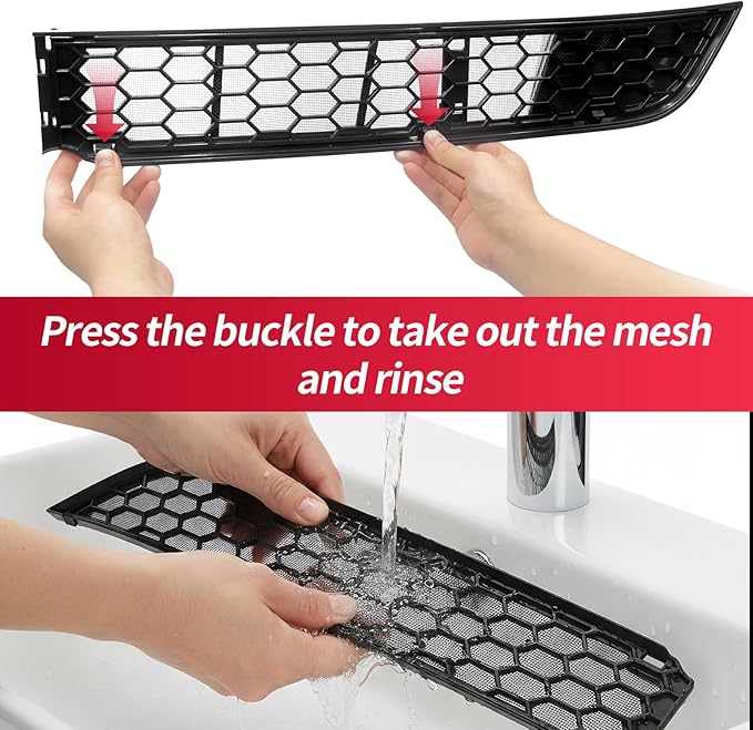 AggAuto Grille Mesh Insert Compatible with Tesla Model Y Juniper 2025 2026, Front Air Inlet Vent Grille Inserts Cover Replacement, 2 Pcs Model Y Accessories Black