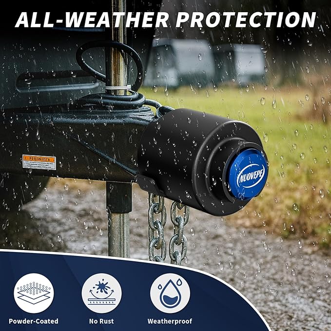 Trailer Lock Fits 2 5/16 Inch Couplers, Secures Safety Chains Anti-Theft Ball Hitch Lock, Pry-Resistant & Heavy-Duty Trailer Hitch Locks for RV | Cargo | Camper | Dump Trailer (Blue)