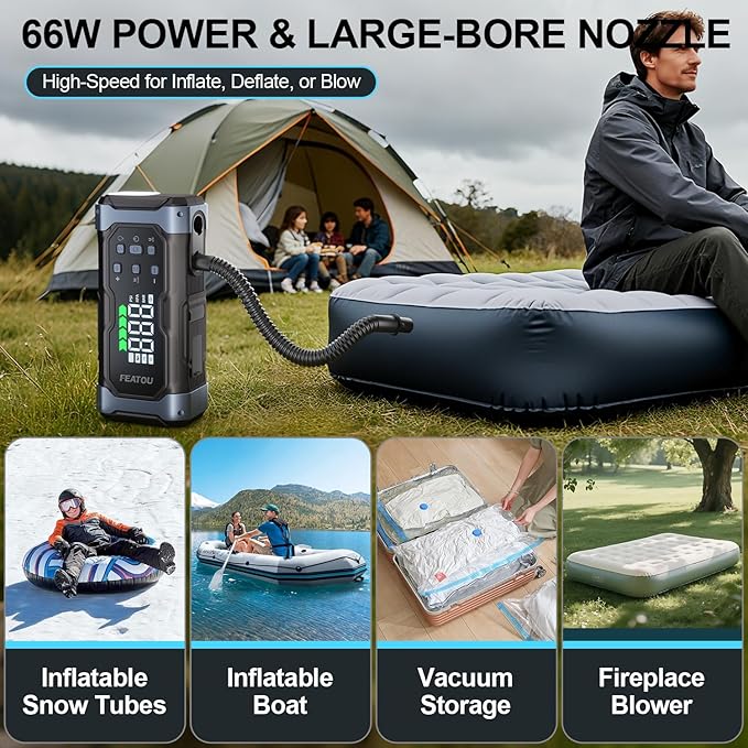 High-Power 9000A Jump Starter with Air Compressor, 12V Car Battery Jump Starter, Portable Jump Box for Car(All Gas/14L Diesel) with Tire Inflator, 30W Fast Charge, Forced Boost, Smart Battery Jumper