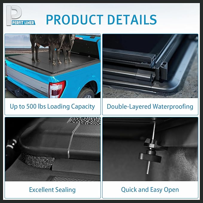 Perfit Liner 5.5 FT (67") Bed FRP Hard Quad-Fold Tonneau Cover for 2015-2026 Ford F-150 Styleside/Fleetside Truck Cargo Topper, Hardtop (Not for Flareside/Stepside)