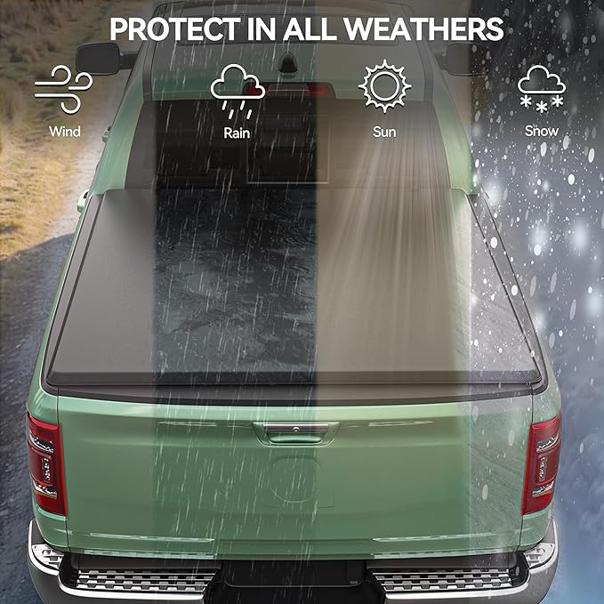 LEDKINGDOMUS Soft Tri-Fold Truck Bed Cover Fits for Jeep Gladiator JT 2020 2021 2022 2023 2024 2025 | 5' (64") Bed