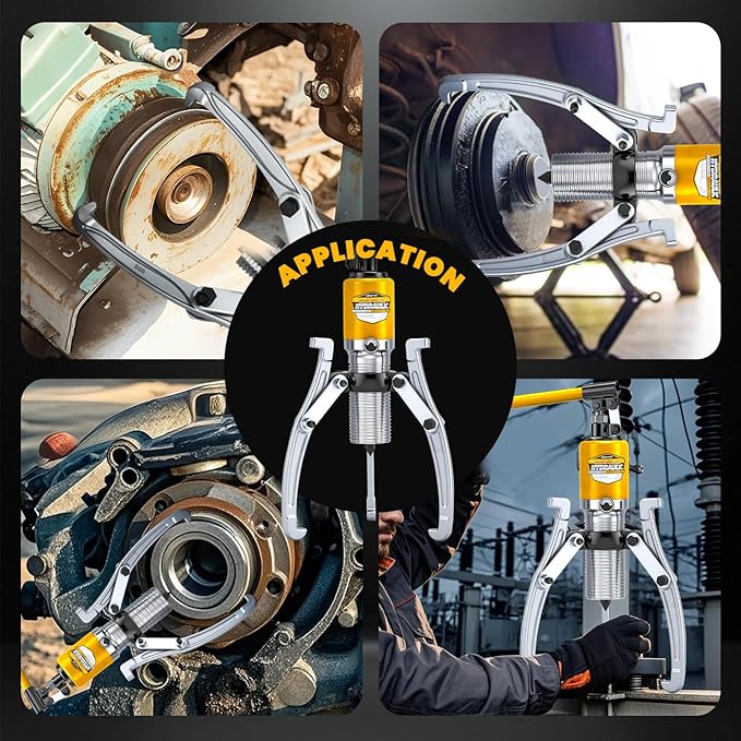 NEWTRY 10 Ton Hydraulic Gear Puller Kit, Wheel Bearing Pulling Separator, 3 Jaw Puller, Vertically & Horizontally, w/Case, Heavy Duty Mechanical Repair