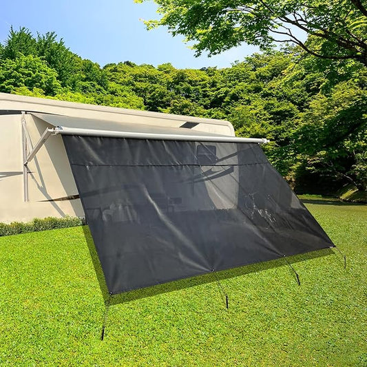 Dulepax RV Awning Sun Shade Screen with Zipper 9'X10'3'' -Second Generation RV Awning Shade Screen Significantly Improves Shadew and Privacy.Universal, RV Awning Screen with Complete Kits