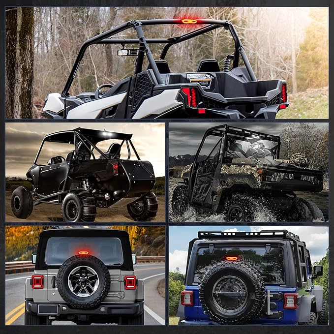 Nilight UTV LED Chase Brake Light Universal 1.75”-2.0” Roll Bar Mount Running Strobe Reverse Cargo Lights for ATV Can-Am Polaris RZR Dune Buggy Golf Cart Boat