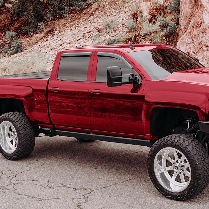 Voron Glass Tape-on Extra Durable Rain Guards for Trucks Chevrolet (Chevy) Silverado/GMC Sierra 2014-2018 Crew Cab, Window Deflectors, Vent Window Visors, 4 Pieces - 120007