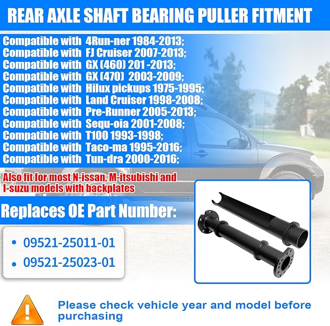 09521-25011 Rear Axle Bearing Puller Tool Compatible with Tacoma 1984-2018 Trucks Compatible with Nissan Frontier 2005-2017 | Xterra 2015-2017 Compatible with Suzuki Equator 2009-2012