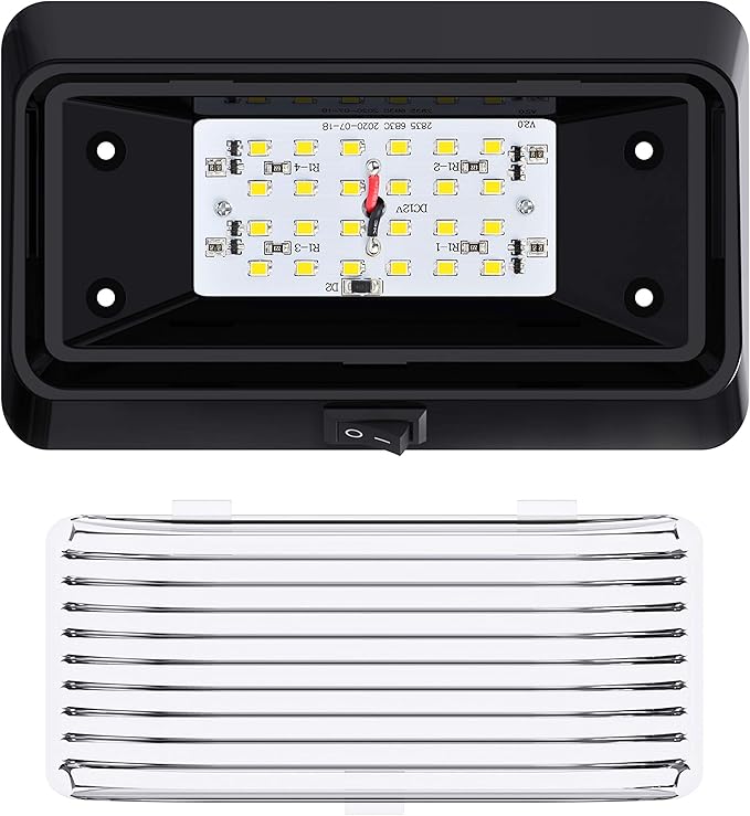 Leisure LED RV Exterior Porch Utility Light with Switch - 12v 280 Lumen Lighting Fixture. Replacement Lighting for RVs, Trailers, Campers, 5th Wheels. Black Base, Clear and Amber Lens (Black, 1-Pack)