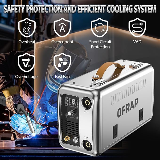 Aluminum MIG Welder, 110/220V MIG Welding Machine165A, 6-in-1 Flux core/Gas Mig/Mag/Stick/Lift Tig/Mig Aluminum Multi-process Welder Machine with Unique Stainless Steel Shell Design