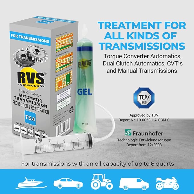 T6A Automatic Transmission Fluid Treatment. For transmissions with an Oil Capacity up to 6 quarts. Safe for All Manual & Automatic transmissions.