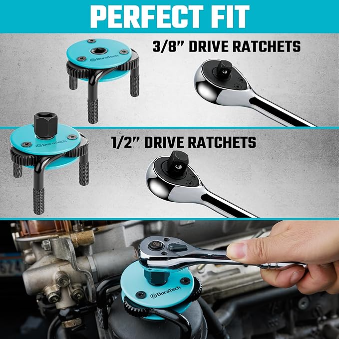 DURATECH Adjustable Oil Filter Wrench, Magnetic 3-Jaw Oil Filter Removal Tool, Large Sizes from 3" to 5.51"(76mm to 140mm), Ideal for Cars, Trucks, Tractor