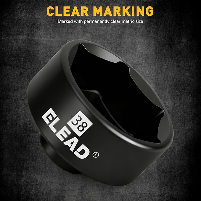 ELEAD 10-Piece Oil Filter Socket Wrench Set, 3/8" Drive Metric Cap Oil Filter Removal Tool, Low Profile Filters Socket Set with Ratchet Wrench Handle, Oil-change Kit Compatible with Toyota BMW Honda