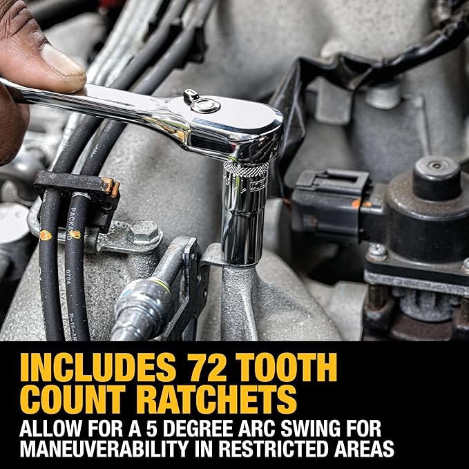 DEWALT Mechanic Tool Set, 247-Piece, 1/4 in., 3/8 in. and 1/2 in. Drive, SAE, Ratchets, Sockets, Hex Keys, Combination Wrenches, Polish Chrome Finish (DWMT81535)