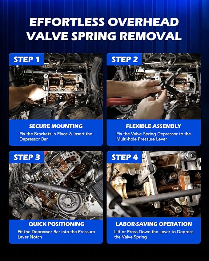 Orion Motor Tech Valve Spring Compressor, Universal Overhead Engine Valve Spring Remover and Installer OHV OHC Compressor Tool, Valve Stem Tool Valve Holder Tool Valve Keeper Remover and Installer