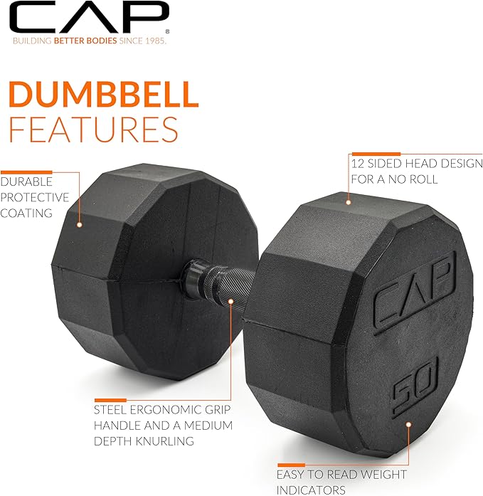 CAP Barbell Coated Dumbbell Weight | Multiple Options Pairs & Sets
