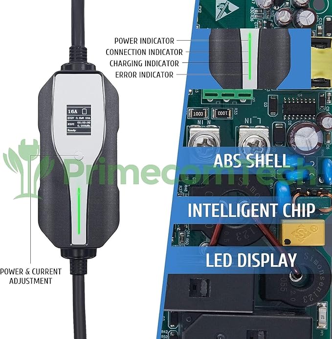 30 Feet Level 2 Primecom Electric Vehicle (EV) Charger (220/240V, 32Amp/40Amp) 32 and 40 Amp 6-50P. 10-50P & 14-50P (10-50P, 32 Amp) for Tesla