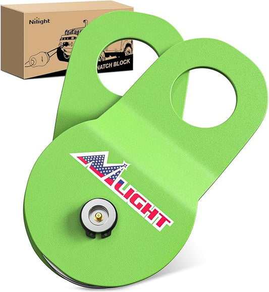 Nilight 8 Ton Winch Snatch Block Towing Pulley Blocks 17,000 LBS Capacity (Green), Winch Hook Accessories, Heavy Duty Offroad Recovery Accessory for Truck, Tractor, ATV & UTV