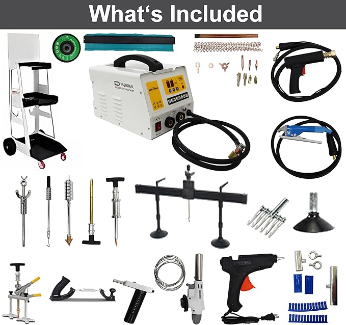 TECHTONGDA Spot Welder Dent Puller Repair Removal Kit for Steel Auto Body Dent Puller for Cars Sheet Metal Repair with Shelf 220V