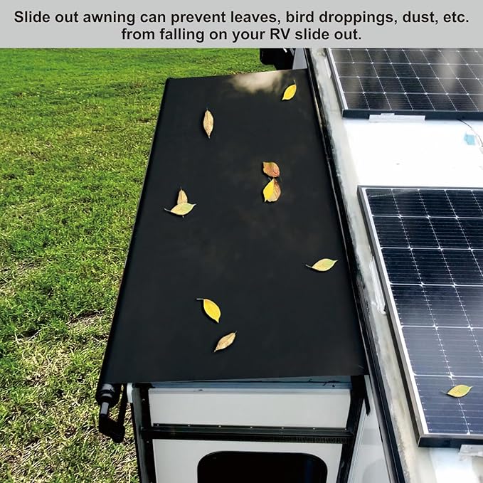 Dulepax RV Slide Out Awning,RV Slide Topper,Modular Camper Slide Out Awning Kit,Slide Toppers for RVs,5th Wheels,Travel Trailers and Motorhomes,Black,11'9''(11'1''Fabric)