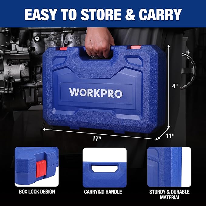 WORKPRO 9-Way Slide Hammer Puller Set, 27-Piece Wheel Hub Removal Tool, for Front Hub & Rear Axle, Heavy Duty Bearing Puller Set with Carry Box