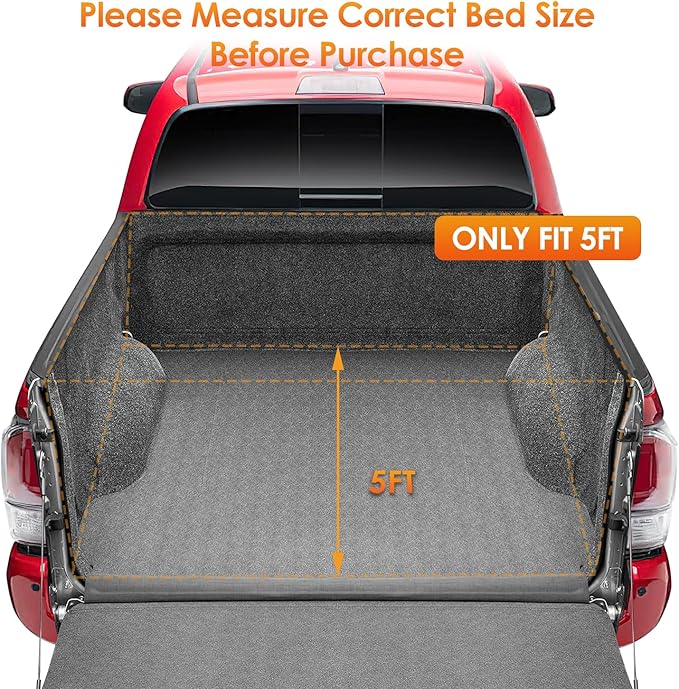 Nilight Soft Roll Up Truck Bed Tonneau Cover Compatible with Toyota Tacoma 2016 2017 2018 2019 2020 2021 2022 2023 5ft