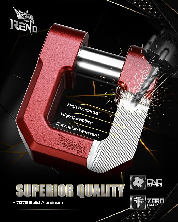 RENO 3/4" D Ring Shackle, 68,000 lbs Break Strength with 7/8" Inch Pin Universal Use with Tow Strap Winch for Off-Road Truck ATV UTV SUV Recovery Towing Trailer (Aluminum, 2 Pack, Red)