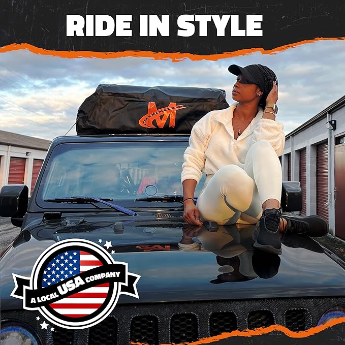 Mockins 72"x48"x20" XXL Car Rooftop Cargo Carrier Bag | 40 CuFt Car Topper Luggage Carrier Waterproof Bag | Soft-Shell Vinyl Roof Cargo Bag for Top of Car, Truck, SUV, Van & RV with Accessories