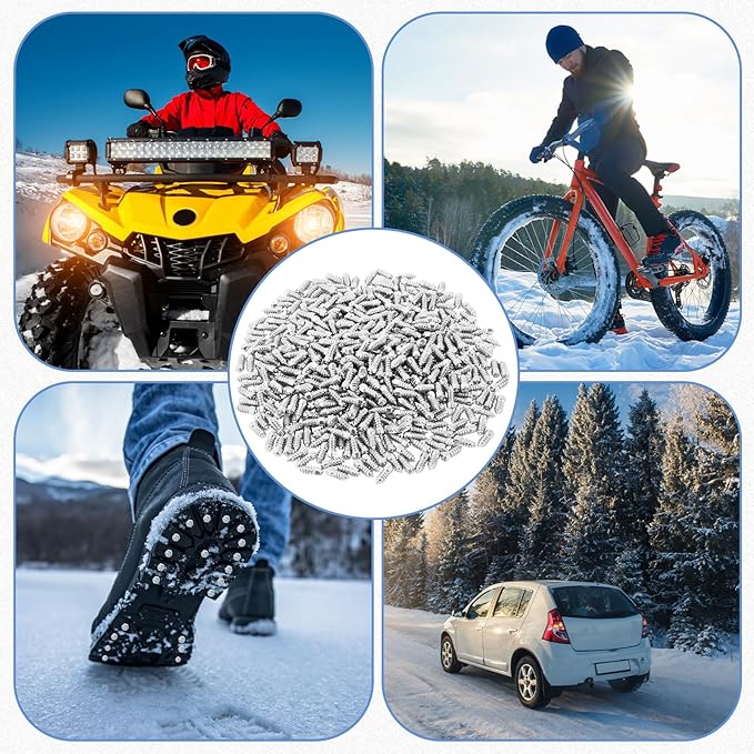 500pcs 6x18mm Carbide Screw Tire Studs Anti Slip Snow Tire Studs Wheel Tyre Anti Ice Snow Spikes for SUV/tractor/ATV/UTV/motorcycle, with Installation Tool