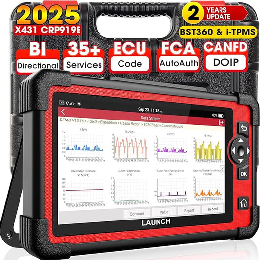 LAUNCH X431 CRP919E OBD2 Scanner, 2025 Bidirectional Scan Tool As CRP919EBT, ECU Code, 35+ Services, Active Test, All System Diagnose, CANFD & DOIP, FCA SGW, Android 10.0, 160+ Brands, 2 Year Update