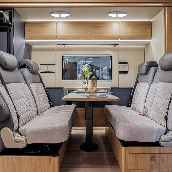 Facon 2-Pack 12V DC RV Ceiling Dome Light with On/Off Switch - 4000K Cool White, Large Oval Pancake RV Puck Light for RVs, Motorhomes, Campers & Boats, ETL Listed