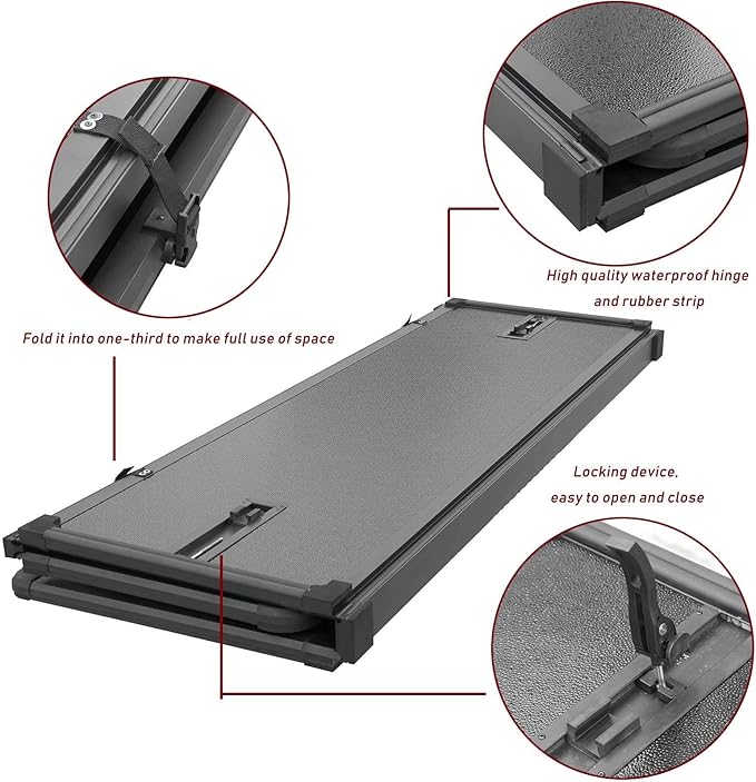 Kikito Professional FRP Hard Tri-Fold Truck Bed Tonneau Cover for 2015-2025 Ford F-150 5.5ft 67.1in Bed