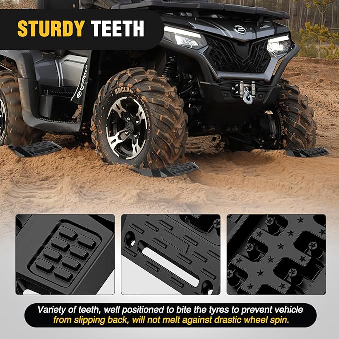 Nilight Recovery Offroad Traction Boards Mini Short Emergency Tire Tracks Mats For 4WD 4X4 ATV UTV on Mud Sand Snow (2PCS Black)