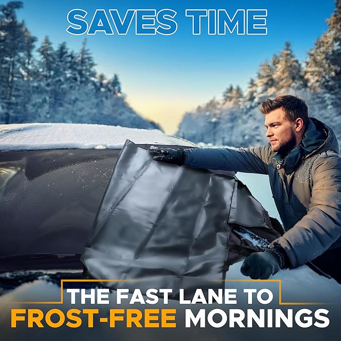 EcoNour Windshield Snow Cover for Chevrolet Silverado 1500-3500 | Heavy-Duty 600D Oxford Winter Windshield Cover for Ice and Snow | Waterproof, Heat-Resistant, Sag-Proof Protection