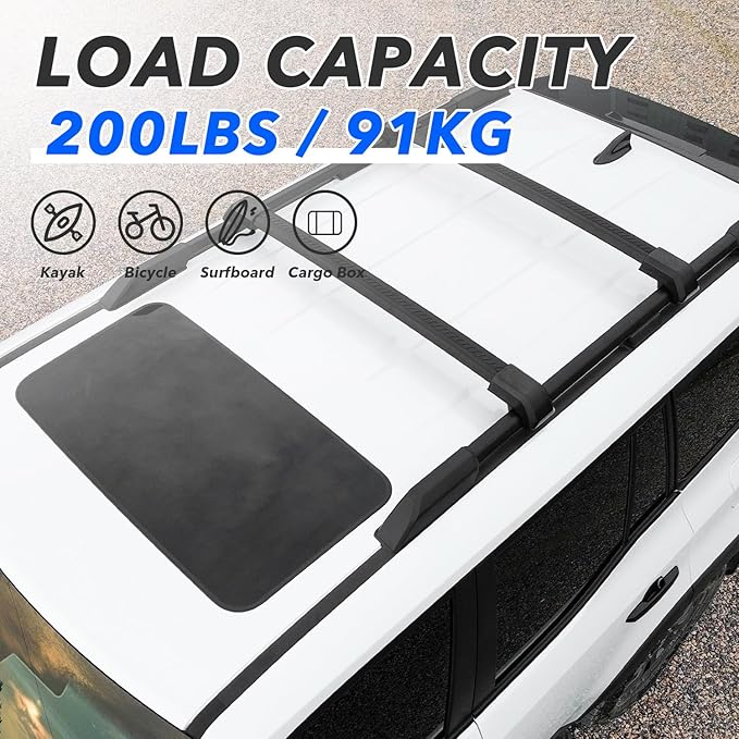 Roof Rack Side Rails + Cross Bars for Toyota Land Cruiser Prado J250 LC250/1958 2024-2026 | OEM Style & Easy Installation | Black Aluminum Cargo Carrier Rooftop Luggage Rail Crossbars