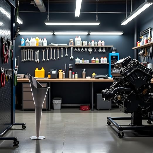 Auto Engine Oil Funnel,Black,Multi-Function Auto Engine Oil Petrol Change Funnel Long Stem Plastic for Car Motorcycle ATV Boat Multi-Function Circular and, Large:28cm Oil System Tools (11.02in)