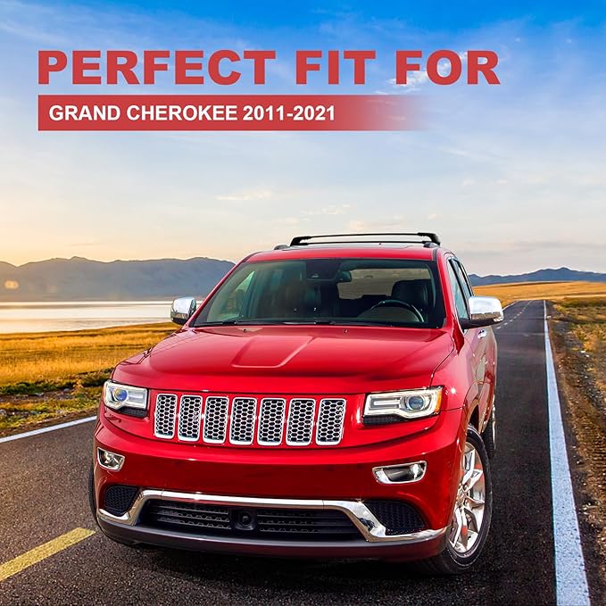 KINGGERI Lockable 260lbs Roof Racks Cross Bars Fit for Jeep Grand Cherokee 2011-2021 with Grooved Side Rails(NOT for Raised Side Rails), Heavy Duty Anti-Theft Aluminum Rails Crossbars Cargo Kayak