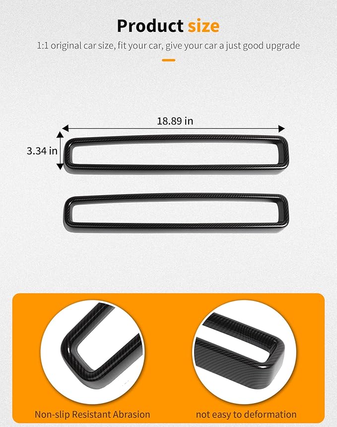 Hoolcar Front Grille Radiator Grille Insert Cover Grillwork Trim Compatible with Dodge Challenger 2015-2024, Exterior Accessories, Carbon Fiber, 2pcs