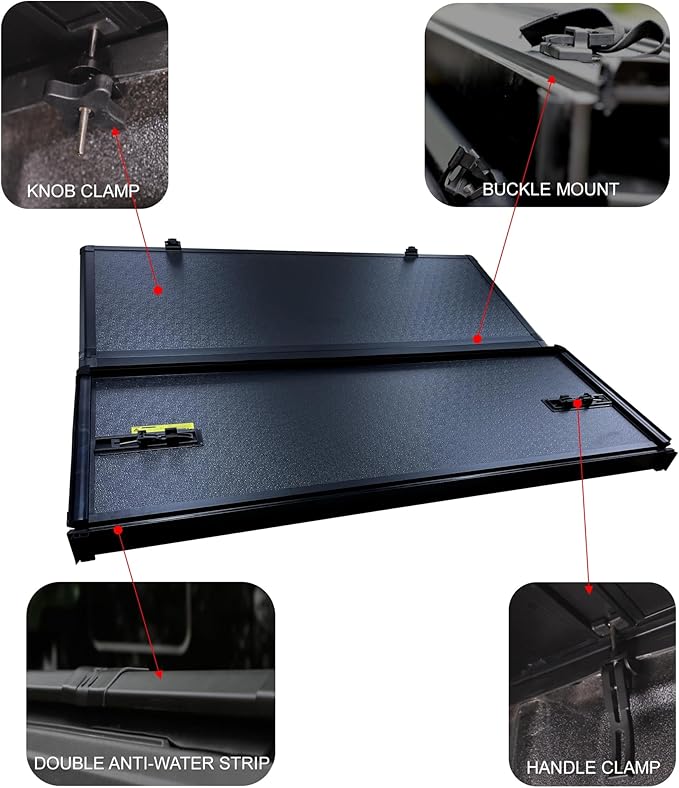 Hard Tri-Fold 6.5ft Truck Bed Cover for 2005-2012 Dodge Dakota FRP Tonneau Cover | Fleetside