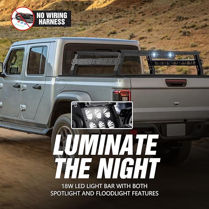 Adjustable 11-13" High Bed Racks Truck Cargo Carrier Compatible with Tacoma/Ram 1500/ Tundra/Silverado & Sierra 1500/ F150/ Gladiator JT/Titan/Frontier/Canyon/Ranger