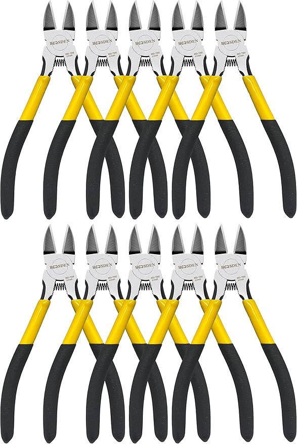 Wire Cutters 10 Pack, 6.5 inch, BOOSDEN Flush Cutters, Spring Loaded Cutting Pliers, Side Cutters, Dykes Cutter, Wire Clippers, Plastic Cutter, Wire Cutters for Jewelry, Floral, Electrical