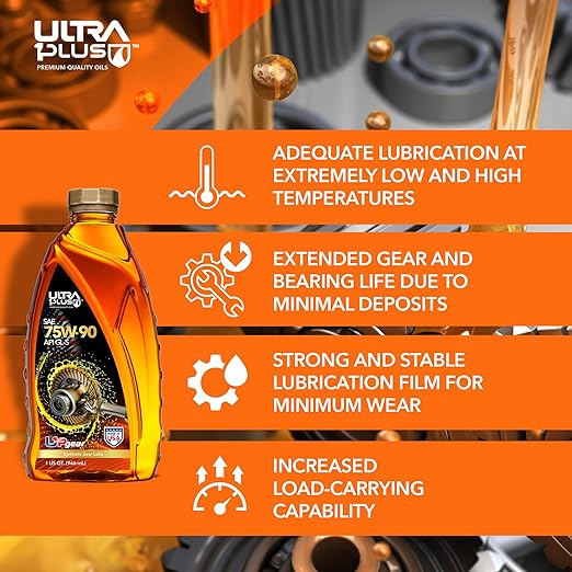 ULTRA 1PLUS U1P-Gear SAE 75W-90 Synthetic Limited Slip Gear Oil, API GL-5, MT-01 (12 QTS)