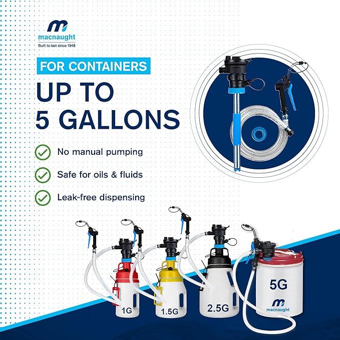 Macnaught BOP20 Battery Powered 5 Gallon Bucket Oil Transfer Pump Stem Kit. Everything Needed to Pump Oil, ATF or Coolants (5 Gallon Universal Stem Kit)
