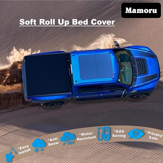 Mamoru Soft Roll Up 8' Truck Bed Cover Fit for 2004 2005 2006 2007 2008 2009 2010 2011 2012 2013 2014 Ford F-150 Vinyl Tonneau Cover | Styleside Only