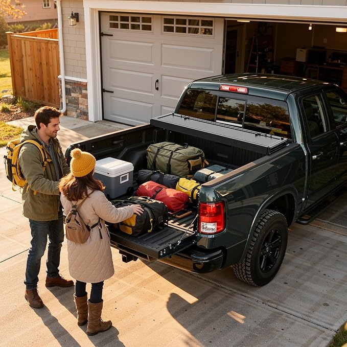 AUTOSAVER88 Low-Profile Hard Quad Fold Truck Bed Tonneau Cover Fit for Ford F-150 F150 2015-2025 with 5.5ft Bed