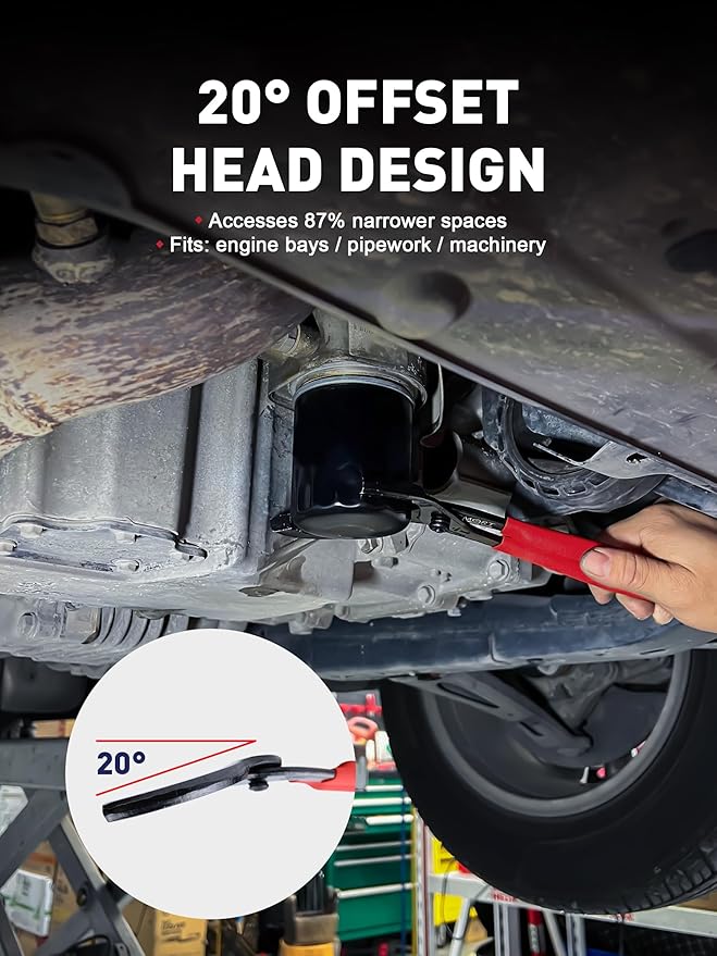 SMART JERRY - Adjustable Oil Filter Wrench | Motorcycle Oil Change Tool | 12'' Oil Filter Pliers for Engine Filter, Conduit, PVC Fitting | Fuel Filter Removal Tool Fit 1-7/8" to 4" Filter